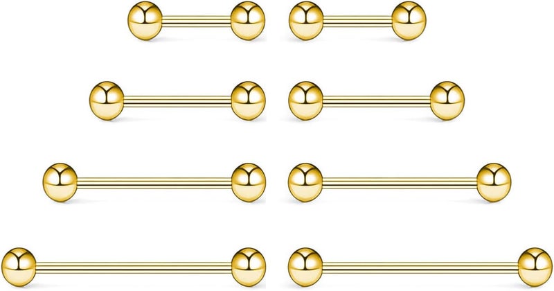 NewkeepsR 20G/18G/16G/14G/12G/10G Medical Implant Steel Nipple Tongue Piercing Barbell,Industrial Tongue Cheek Dimple Bars - Image 1